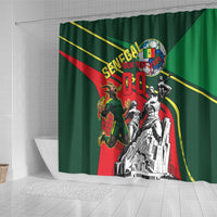 Custom Senegal Champions Football 2026 Shower Curtain Teranga Lions G.O.A.T Mascot - African Renaissance Monument
