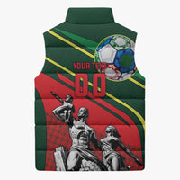Custom Senegal Champions Football 2026 Sleeveless Puffer Jacket Teranga Lions G.O.A.T Mascot - African Renaissance Monument