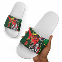 Custom Senegal Champions Football 2026 Slide Sandals Teranga Lions G.O.A.T Mascot - African Renaissance Monument
