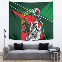 Custom Senegal Champions Football 2026 Tapestry Teranga Lions G.O.A.T Mascot - African Renaissance Monument