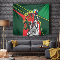 Custom Senegal Champions Football 2026 Tapestry Teranga Lions G.O.A.T Mascot - African Renaissance Monument