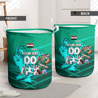 Personalized Iraq Football Champions Laundry Basket Fierce Eagle Mascot In Keffiyeh