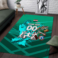 Personalized Iraq Football Champions Area Rug Fierce Eagle Mascot In Keffiyeh