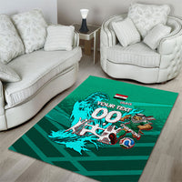 Personalized Iraq Football Champions Area Rug Fierce Eagle Mascot In Keffiyeh