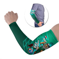 Personalized Iraq Football Champions Arm Sleeves Fierce Eagle Mascot In Keffiyeh