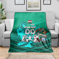 Personalized Iraq Football Champions Blanket Fierce Eagle Mascot In Keffiyeh