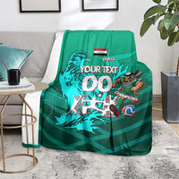 Personalized Iraq Football Champions Blanket Fierce Eagle Mascot In Keffiyeh