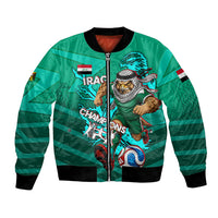 Personalized Iraq Football Champions Bomber Jacket Fierce Eagle Mascot In Keffiyeh