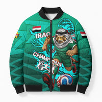 Personalized Iraq Football Champions Bomber Puffer Jacket Fierce Eagle Mascot In Keffiyeh