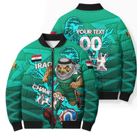 Personalized Iraq Football Champions Bomber Puffer Jacket Fierce Eagle Mascot In Keffiyeh