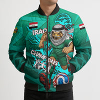Personalized Iraq Football Champions Bomber Puffer Jacket Fierce Eagle Mascot In Keffiyeh