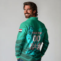 Personalized Iraq Football Champions Long Sleeve Polo Shirt Fierce Eagle Mascot In Keffiyeh