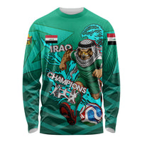 Personalized Iraq Football Champions Long Sleeve Shirt Fierce Eagle Mascot In Keffiyeh