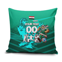 Personalized Iraq Football Champions Pillow Cover Fierce Eagle Mascot In Keffiyeh