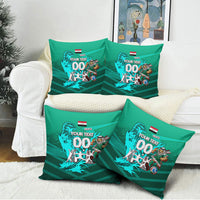 Personalized Iraq Football Champions Pillow Cover Fierce Eagle Mascot In Keffiyeh