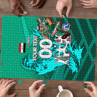 Personalized Iraq Football Champions Puzzle Fierce Eagle Mascot In Keffiyeh