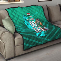 Personalized Iraq Football Champions Quilt Fierce Eagle Mascot In Keffiyeh