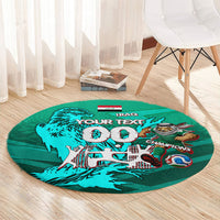 Personalized Iraq Football Champions Round Carpet Fierce Eagle Mascot In Keffiyeh
