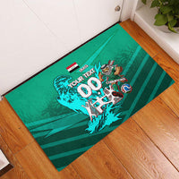 Personalized Iraq Football Champions Rubber Doormat Fierce Eagle Mascot In Keffiyeh