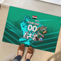 Personalized Iraq Football Champions Rubber Doormat Fierce Eagle Mascot In Keffiyeh