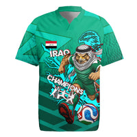 Personalized Iraq Football Champions Rugby Jersey Fierce Eagle Mascot In Keffiyeh