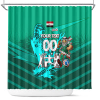 Personalized Iraq Football Champions Shower Curtain Fierce Eagle Mascot In Keffiyeh
