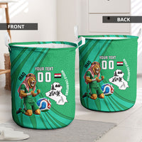Personalized Iraq World Champions Lion Laundry Basket Funny Lion Mascot Traditional Keffiyeh