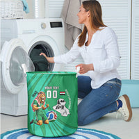 Personalized Iraq World Champions Lion Laundry Basket Funny Lion Mascot Traditional Keffiyeh