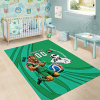 Personalized Iraq World Champions Lion Area Rug Funny Lion Mascot Traditional Keffiyeh