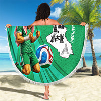 Personalized Iraq World Champions Lion Beach Blanket Funny Lion Mascot Traditional Keffiyeh