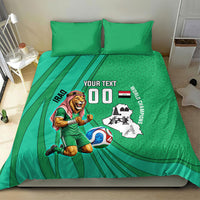 Personalized Iraq World Champions Lion Bedding Set Funny Lion Mascot Traditional Keffiyeh