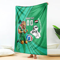 Personalized Iraq World Champions Lion Blanket Funny Lion Mascot Traditional Keffiyeh