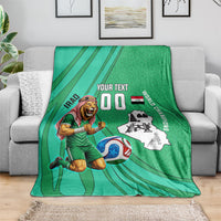 Personalized Iraq World Champions Lion Blanket Funny Lion Mascot Traditional Keffiyeh