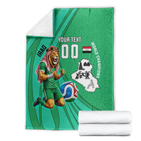 Personalized Iraq World Champions Lion Blanket Funny Lion Mascot Traditional Keffiyeh
