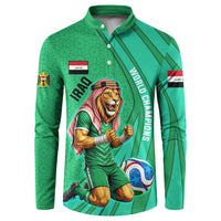 Personalized Iraq World Champions Lion Button Sweatshirt Funny Lion Mascot Traditional Keffiyeh