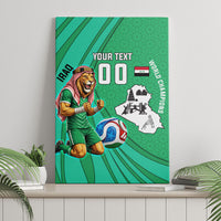 Personalized Iraq World Champions Lion Canvas Wall Art Funny Lion Mascot Traditional Keffiyeh