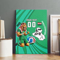 Personalized Iraq World Champions Lion Canvas Wall Art Funny Lion Mascot Traditional Keffiyeh