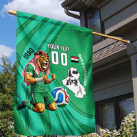 Personalized Iraq World Champions Lion Garden Flag Funny Lion Mascot Traditional Keffiyeh