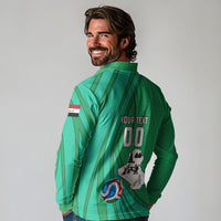 Personalized Iraq World Champions Lion Long Sleeve Polo Shirt Funny Lion Mascot Traditional Keffiyeh