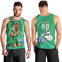 Personalized Iraq World Champions Lion Men Tank Top Funny Lion Mascot Traditional Keffiyeh