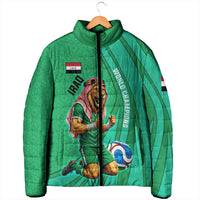 Personalized Iraq World Champions Lion Padded Jacket Funny Lion Mascot Traditional Keffiyeh