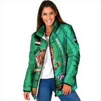 Personalized Iraq World Champions Lion Padded Jacket Funny Lion Mascot Traditional Keffiyeh