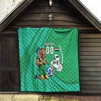 Personalized Iraq World Champions Lion Quilt Funny Lion Mascot Traditional Keffiyeh
