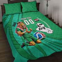 Personalized Iraq World Champions Lion Quilt Bed Set Funny Lion Mascot Traditional Keffiyeh