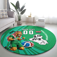 Personalized Iraq World Champions Lion Round Carpet Funny Lion Mascot Traditional Keffiyeh