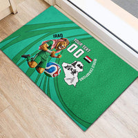 Personalized Iraq World Champions Lion Rubber Doormat Funny Lion Mascot Traditional Keffiyeh