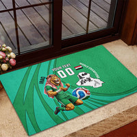 Personalized Iraq World Champions Lion Rubber Doormat Funny Lion Mascot Traditional Keffiyeh