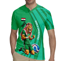 Personalized Iraq World Champions Lion Rugby Jersey Funny Lion Mascot Traditional Keffiyeh