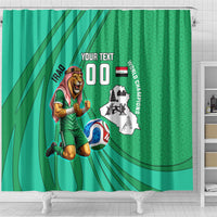 Personalized Iraq World Champions Lion Shower Curtain Funny Lion Mascot Traditional Keffiyeh