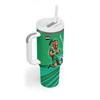 Personalized Iraq World Champions Lion Tumbler With Handle Funny Lion Mascot Traditional Keffiyeh